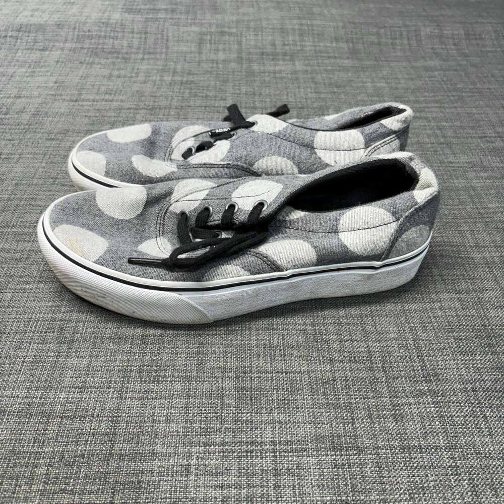 Vans Womens Polka Dot Platform Sneakers Sz 8 Grey White Skater Streetwear Casual